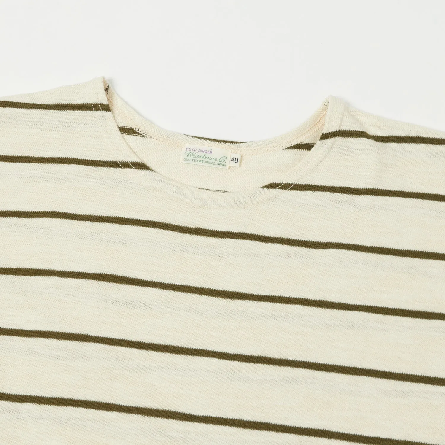 Warehouse & Co 4088 Duck Digger Long Sleeve Stripe T-Shirt - Off White/Green sold by Son of a Stag product image thumbnail 2