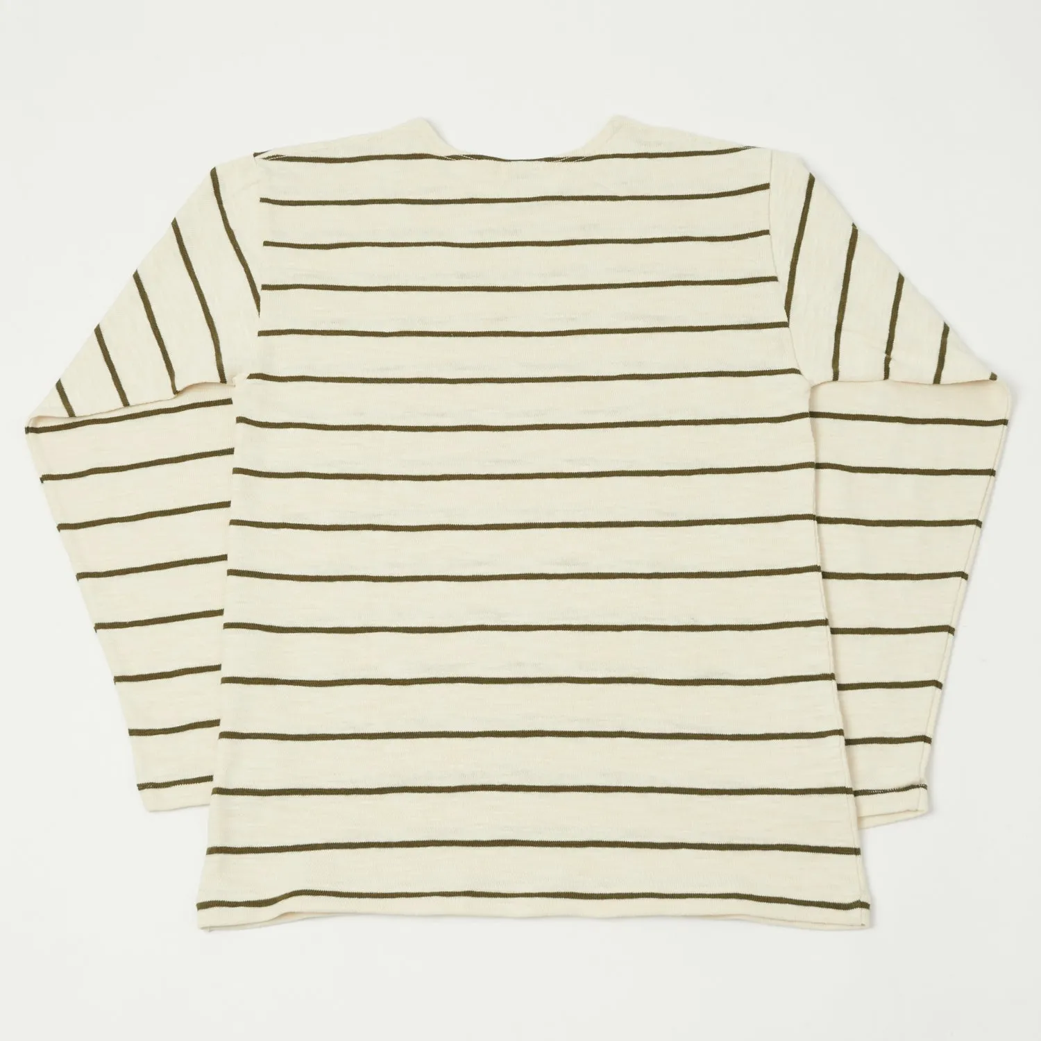 Warehouse & Co 4088 Duck Digger Long Sleeve Stripe T-Shirt - Off White/Green sold by Son of a Stag product image thumbnail 3