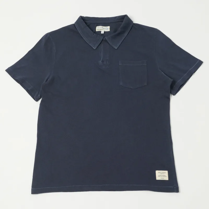 Merz b. Schwanen 'Good Basics' Polo Shirt - Denim Blue sold by Son of a Stag