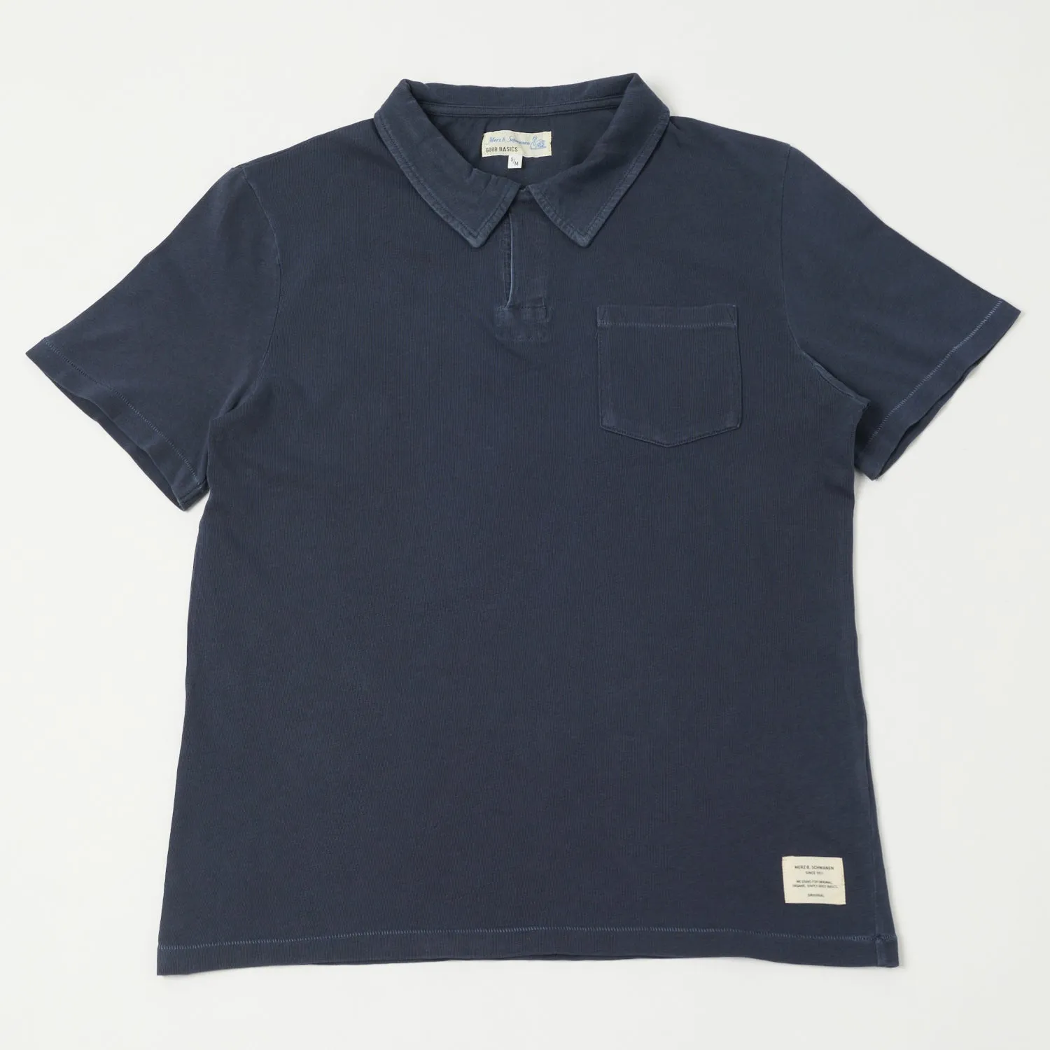 Merz b. Schwanen 'Good Basics' Polo Shirt - Denim Blue sold by Son of a Stag