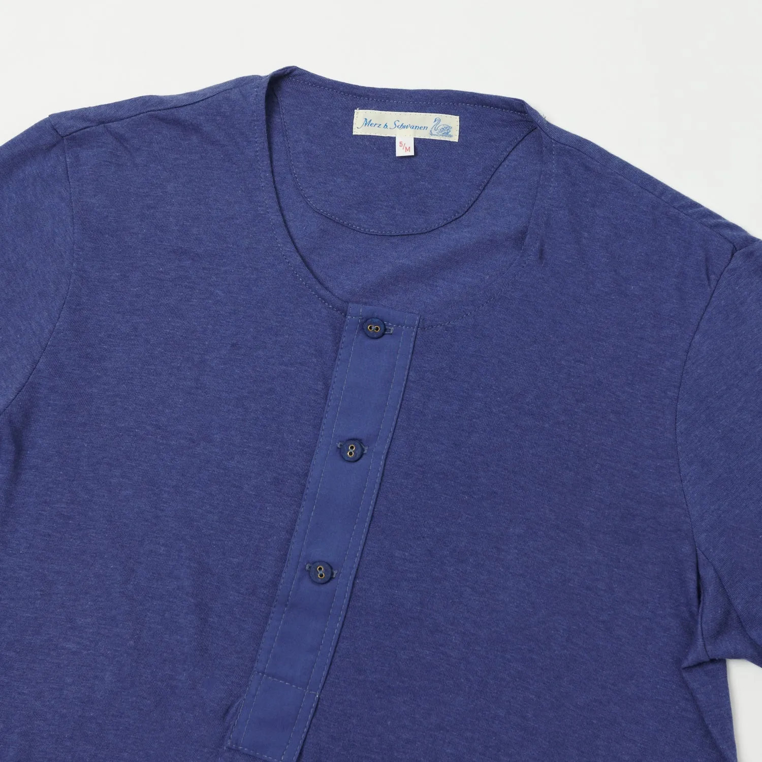 Merz b. Schwanen 103 Lightweight Short Sleeve Henley - Pacific sold by Son of a Stag product image thumbnail 2