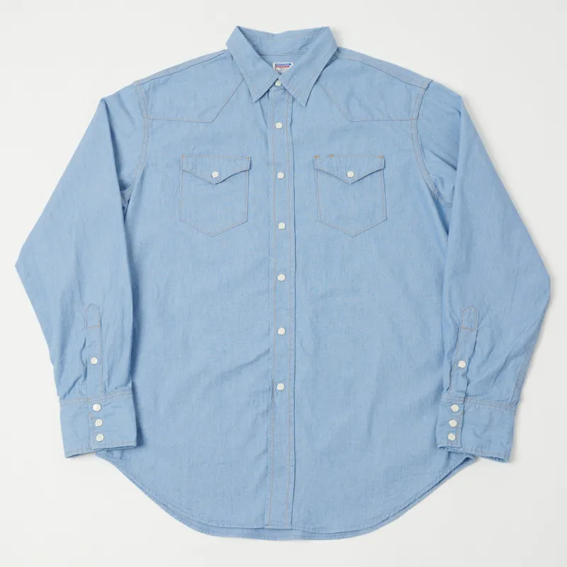 Dubbleworks Lot. 43001 Chambray Western Shirt - Sax Blue sold by Son of a Stag