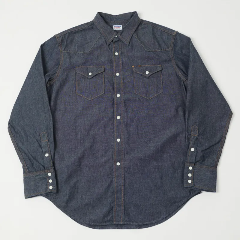 Dubbleworks Lot. 43001 Chambray Western Shirt - Navy Blue sold by Son of a Stag