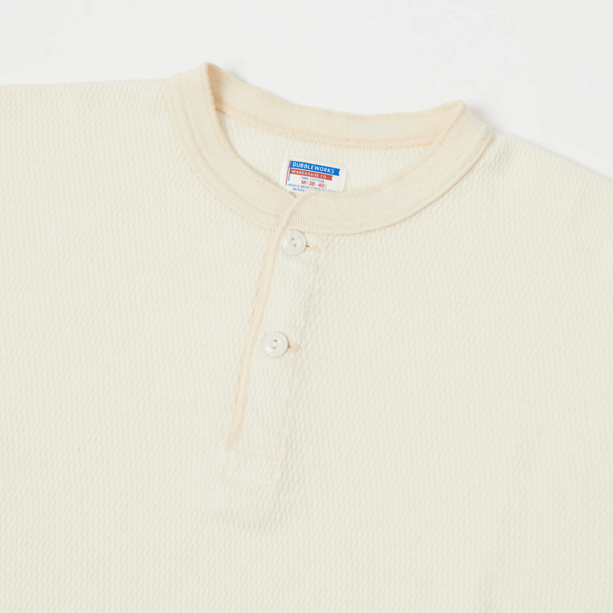 Dubbleworks Long Sleeve Thermal Henley - Off White sold by Son of a Stag product image thumbnail 2