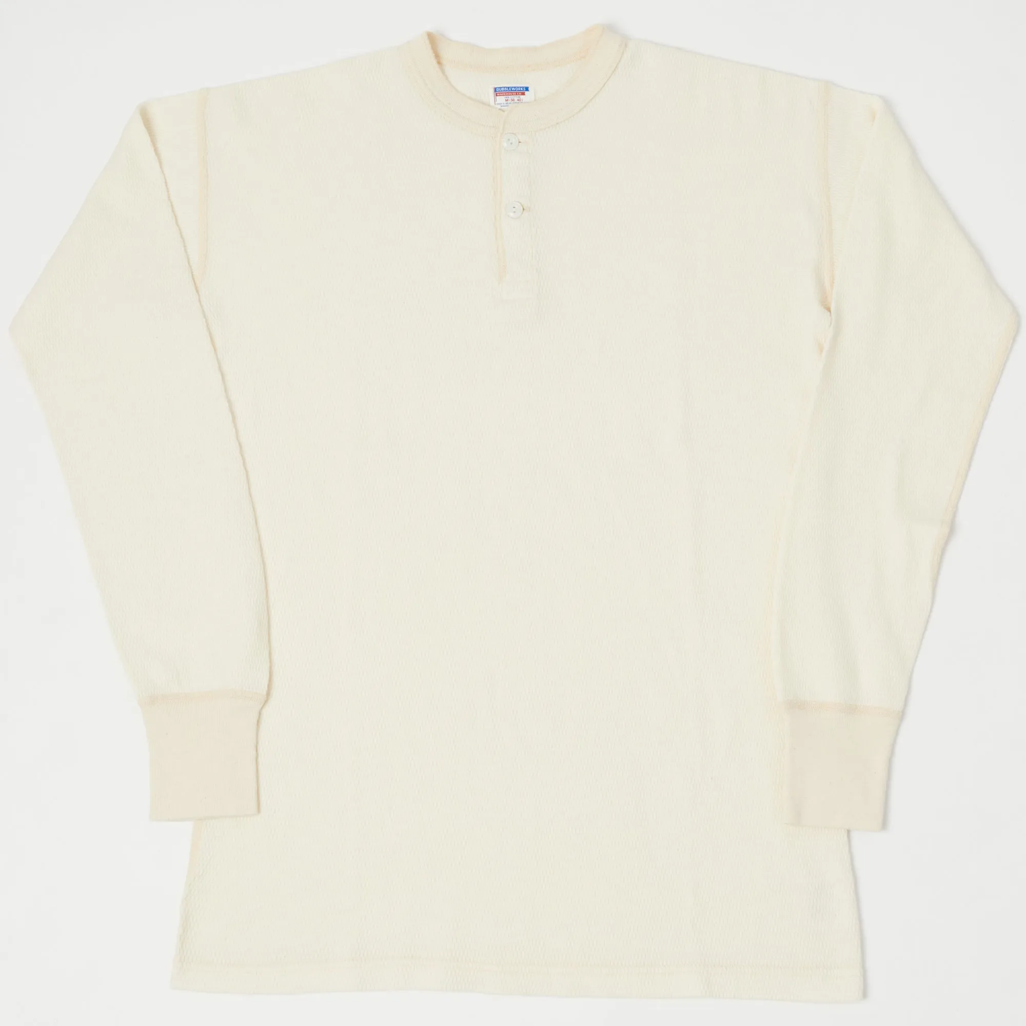 Dubbleworks Long Sleeve Thermal Henley - Off White sold by Son of a Stag
