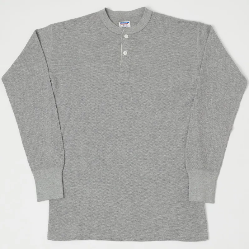 Dubbleworks Long Sleeve Thermal Henley - Heather Grey sold by Son of a Stag