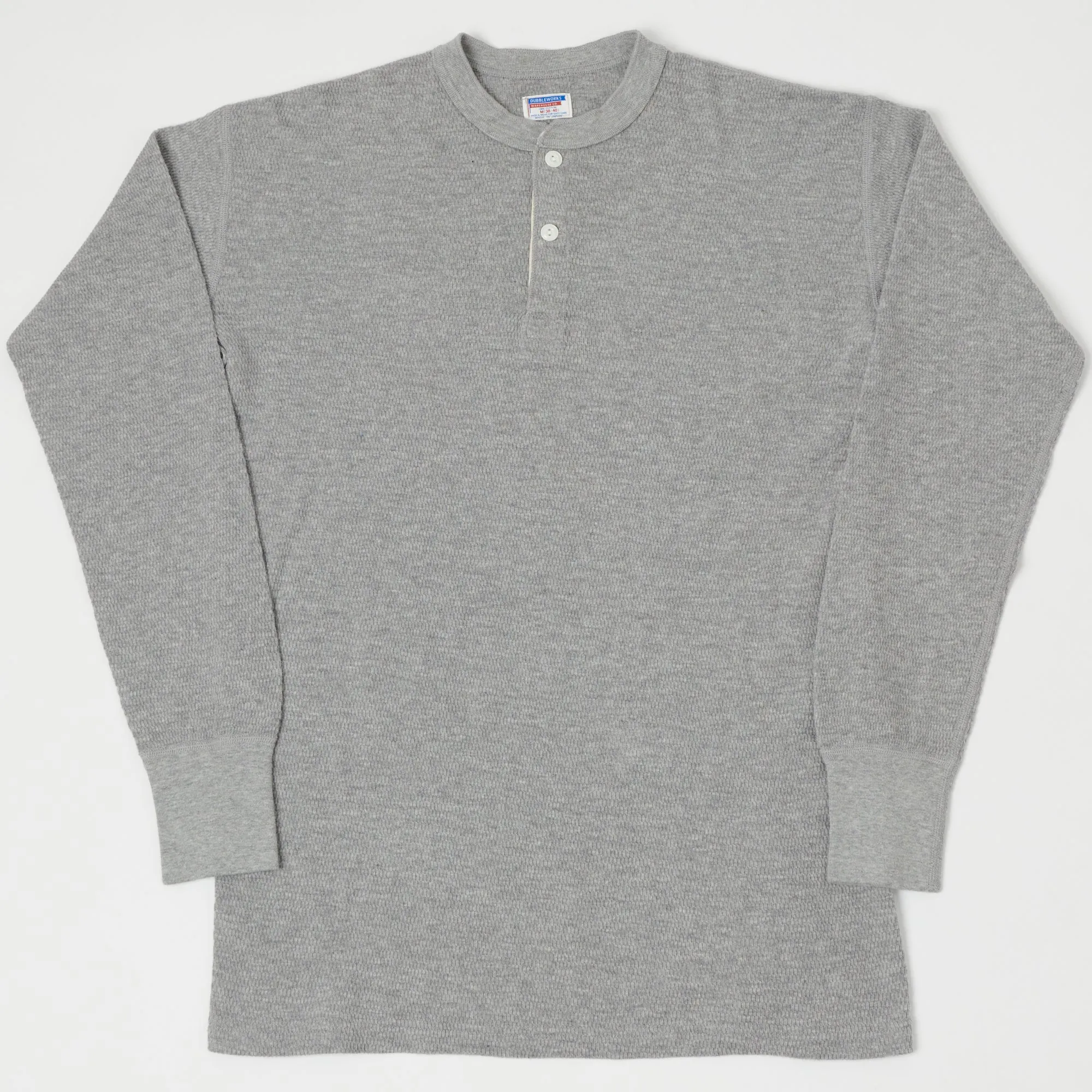 Dubbleworks Long Sleeve Thermal Henley - Heather Grey sold by Son of a Stag