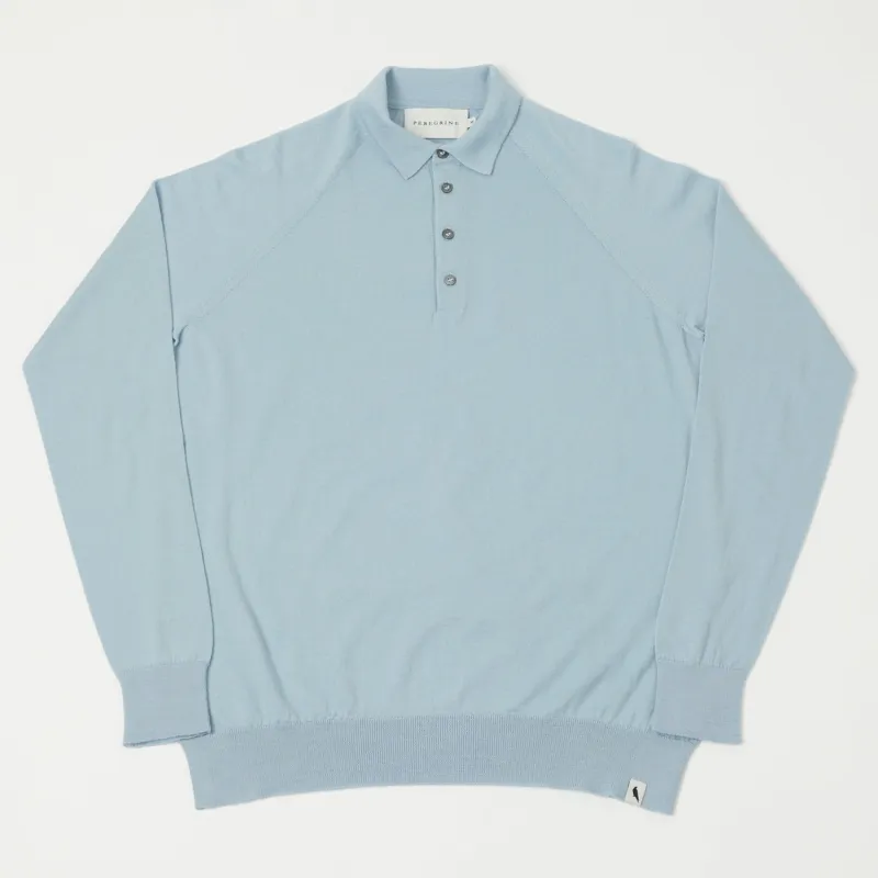 Peregrine Long Sleeve Wool Polo Shirt - Ocean sold by Son of a Stag
