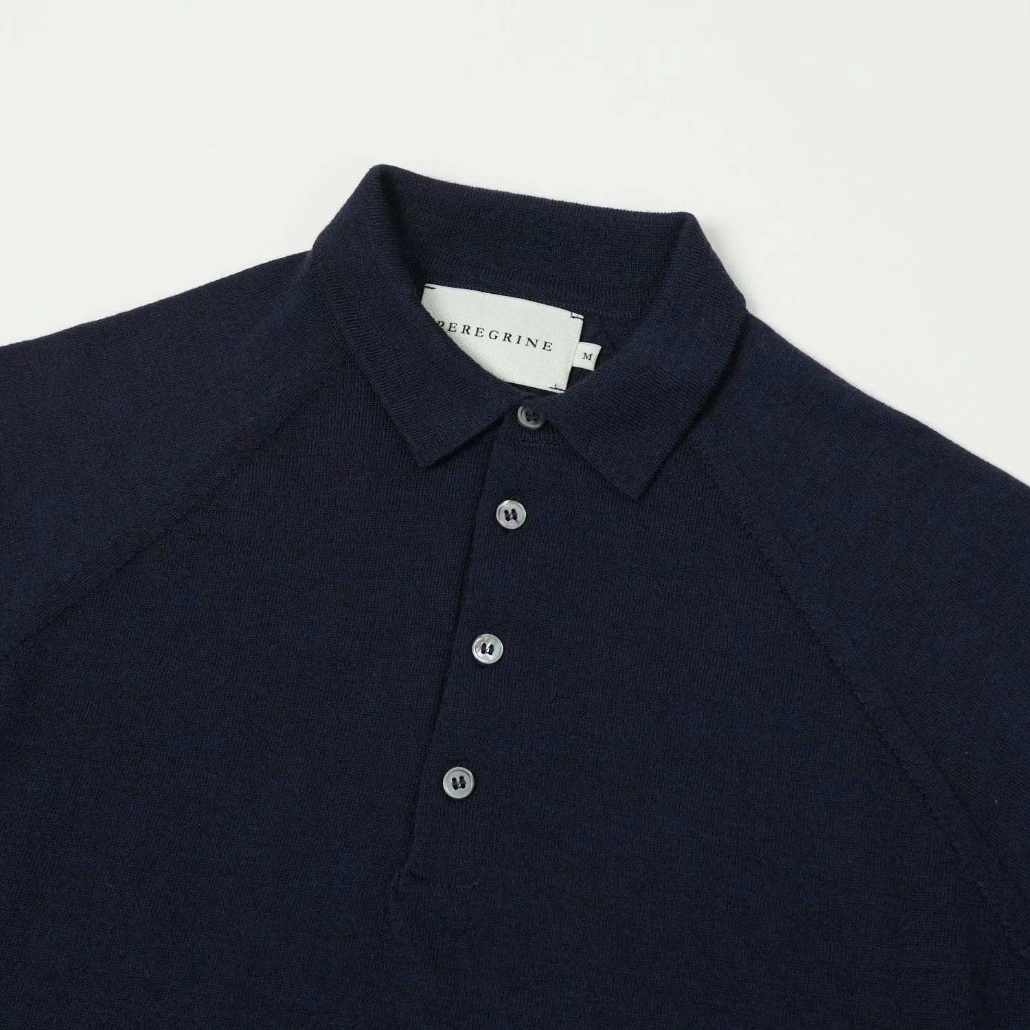 Peregrine Long Sleeve Wool Polo Shirt - Navy sold by Son of a Stag product image thumbnail 2