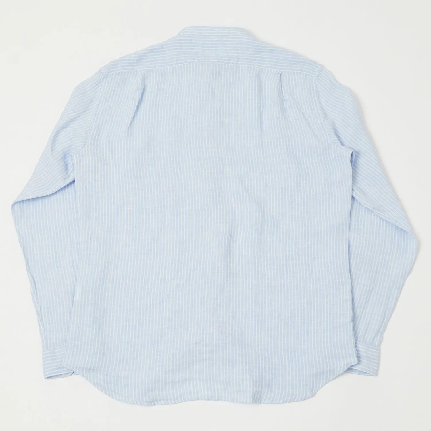 Hartford 'Premium Pat' Grandad-Collar Linen Shirt - Blue Stripe sold by Son of a Stag product image thumbnail 5