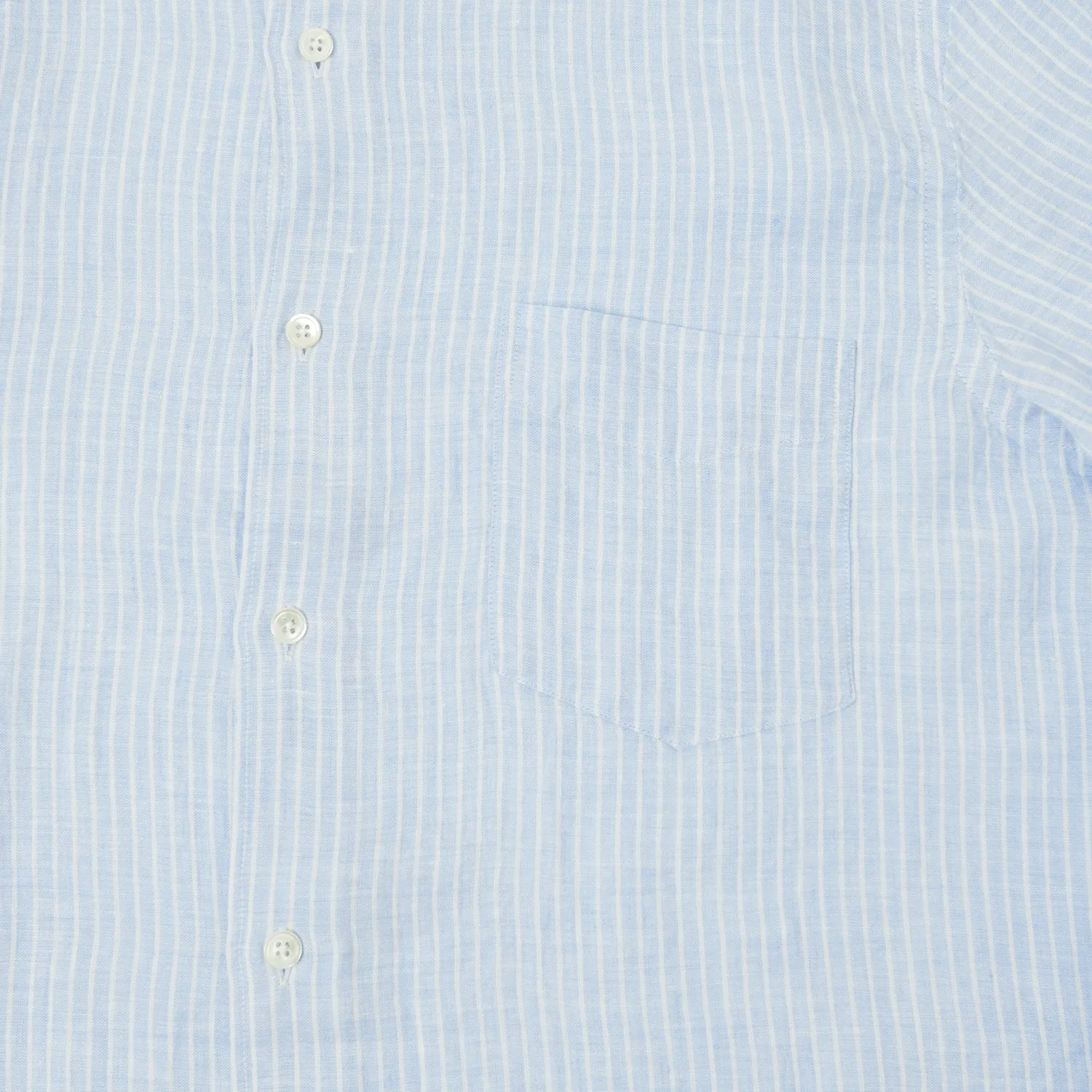 Hartford 'Premium Pat' Grandad-Collar Linen Shirt - Blue Stripe sold by Son of a Stag product image thumbnail 4