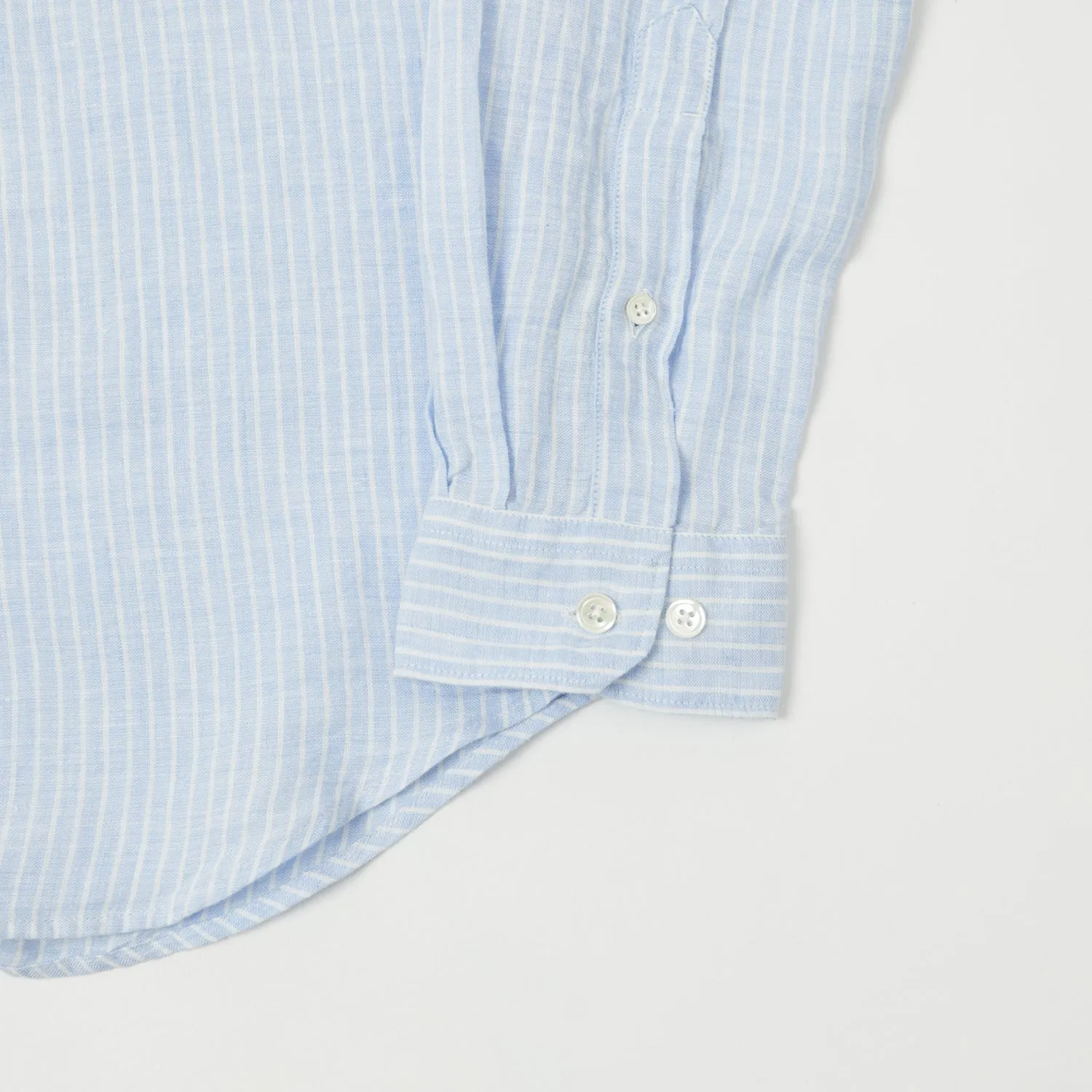 Hartford 'Premium Pat' Grandad-Collar Linen Shirt - Blue Stripe sold by Son of a Stag product image thumbnail 3