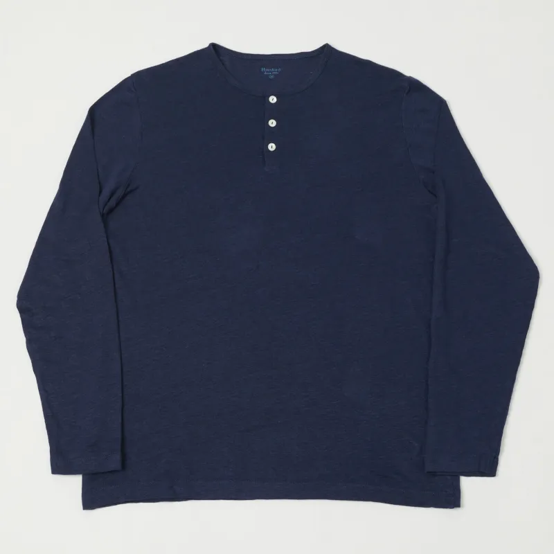 Hartford Linen Henley - Indigo sold by Son of a Stag