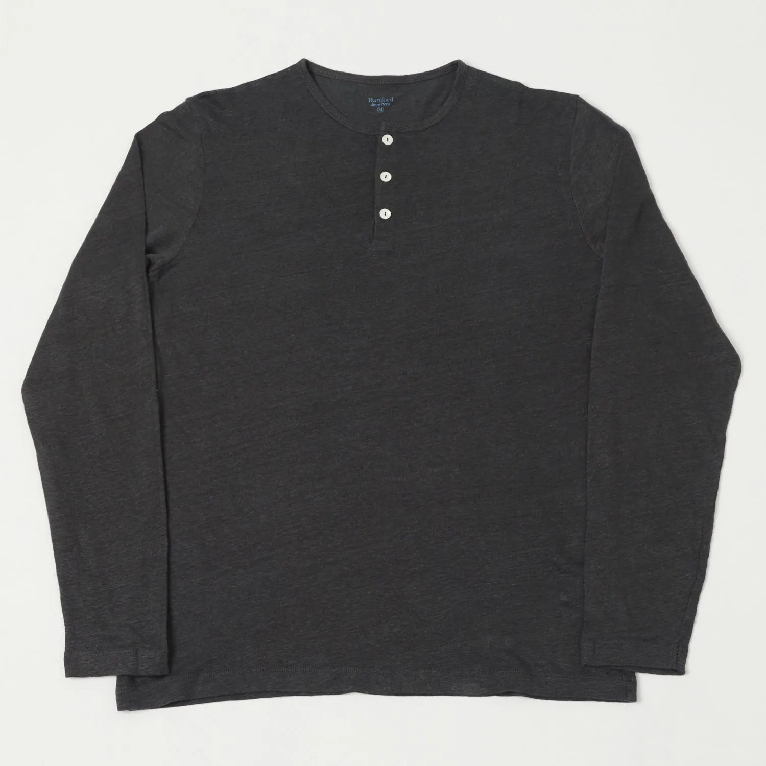 Hartford Linen Henley - Charcoal sold by Son of a Stag