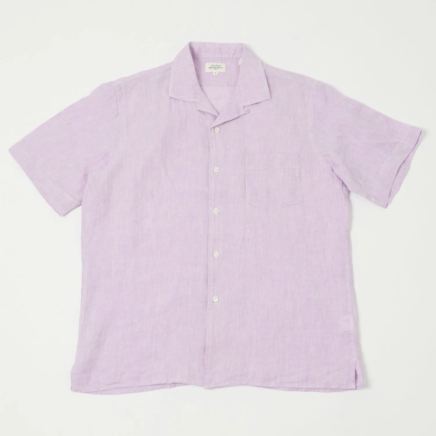 Hartford 'Palm' Camp Collar Linen Shirt - Violet sold by Son of a Stag