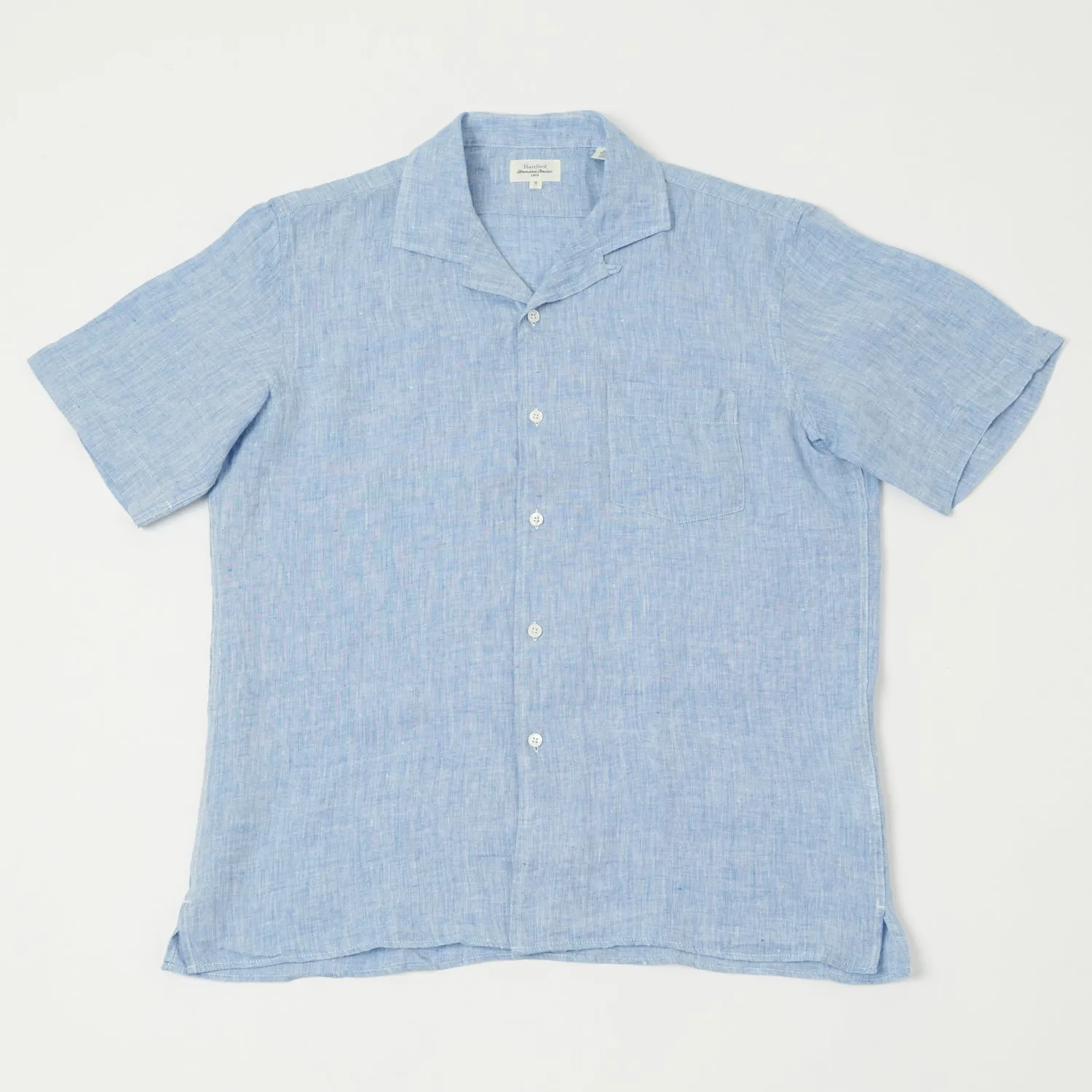 Hartford 'Palm' Camp Collar Linen Shirt - Sky sold by Son of a Stag