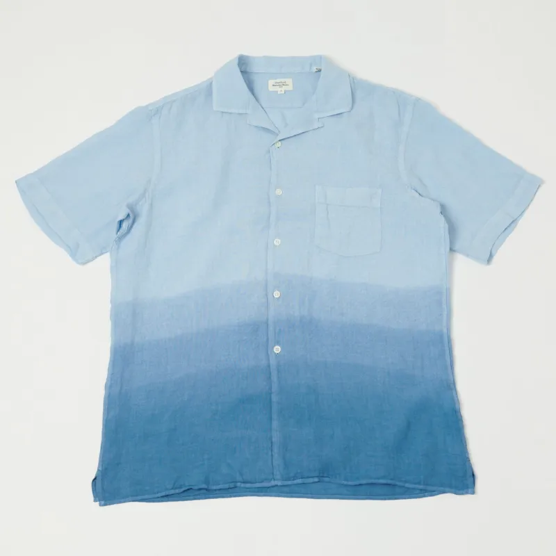Hartford 'Palm' Camp Collar Linen Shirt - Tie Dye Azur/Nautic Blue sold by Son of a Stag