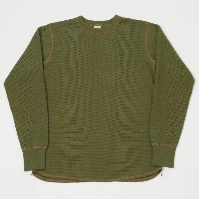 Buzz Rickson's Long Sleeve Thermal T-Shirt - Olive sold by Son of a Stag