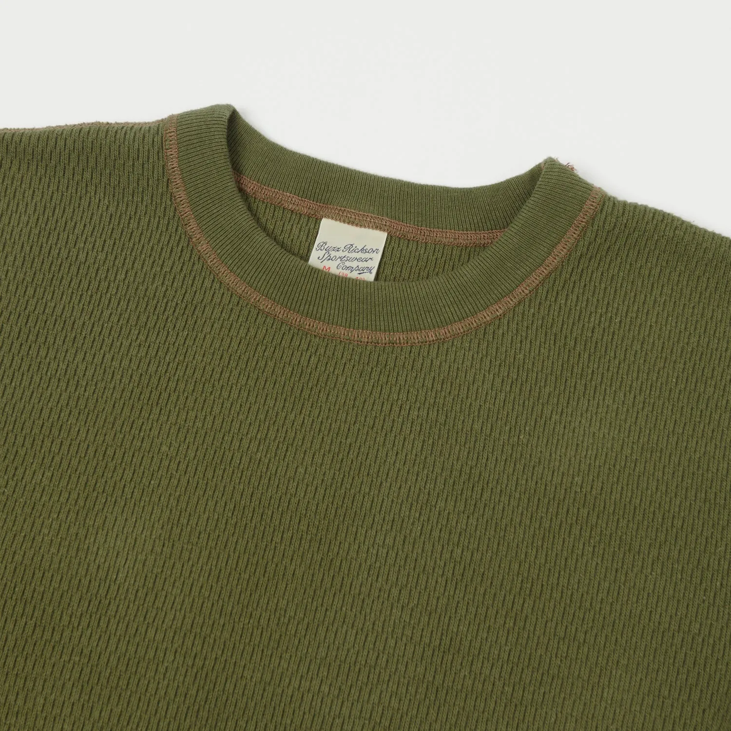 Buzz Rickson's Long Sleeve Thermal T-Shirt - Olive sold by Son of a Stag product image thumbnail 2