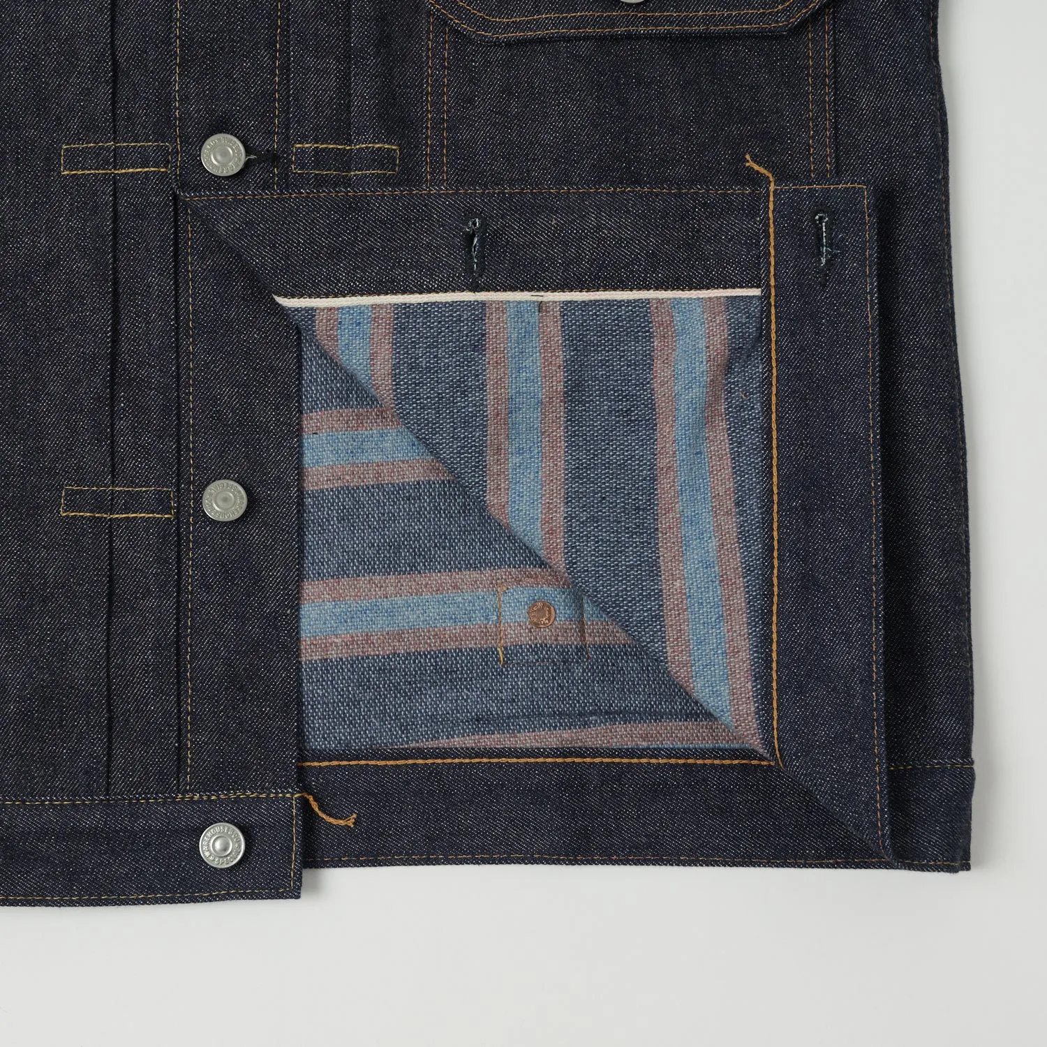 Warehouse & Co 2001XX (2000XX) Blanket Lined Type-I Denim Jacket - Raw sold by Son of a Stag product image thumbnail 3