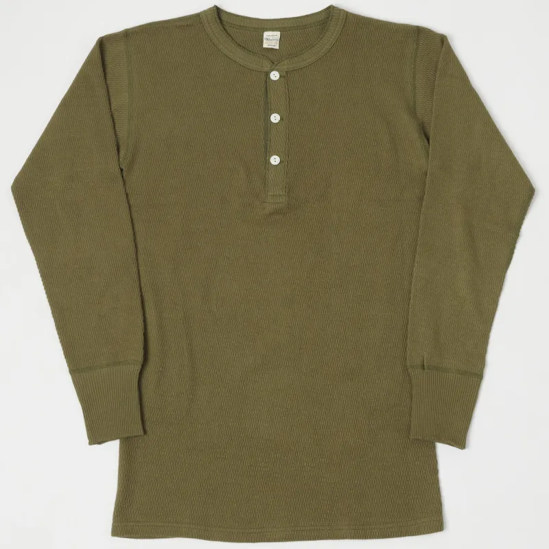 Warehouse & Co 5904 Waffle Knit Thermal Henley - Olive Drab sold by Son of a Stag