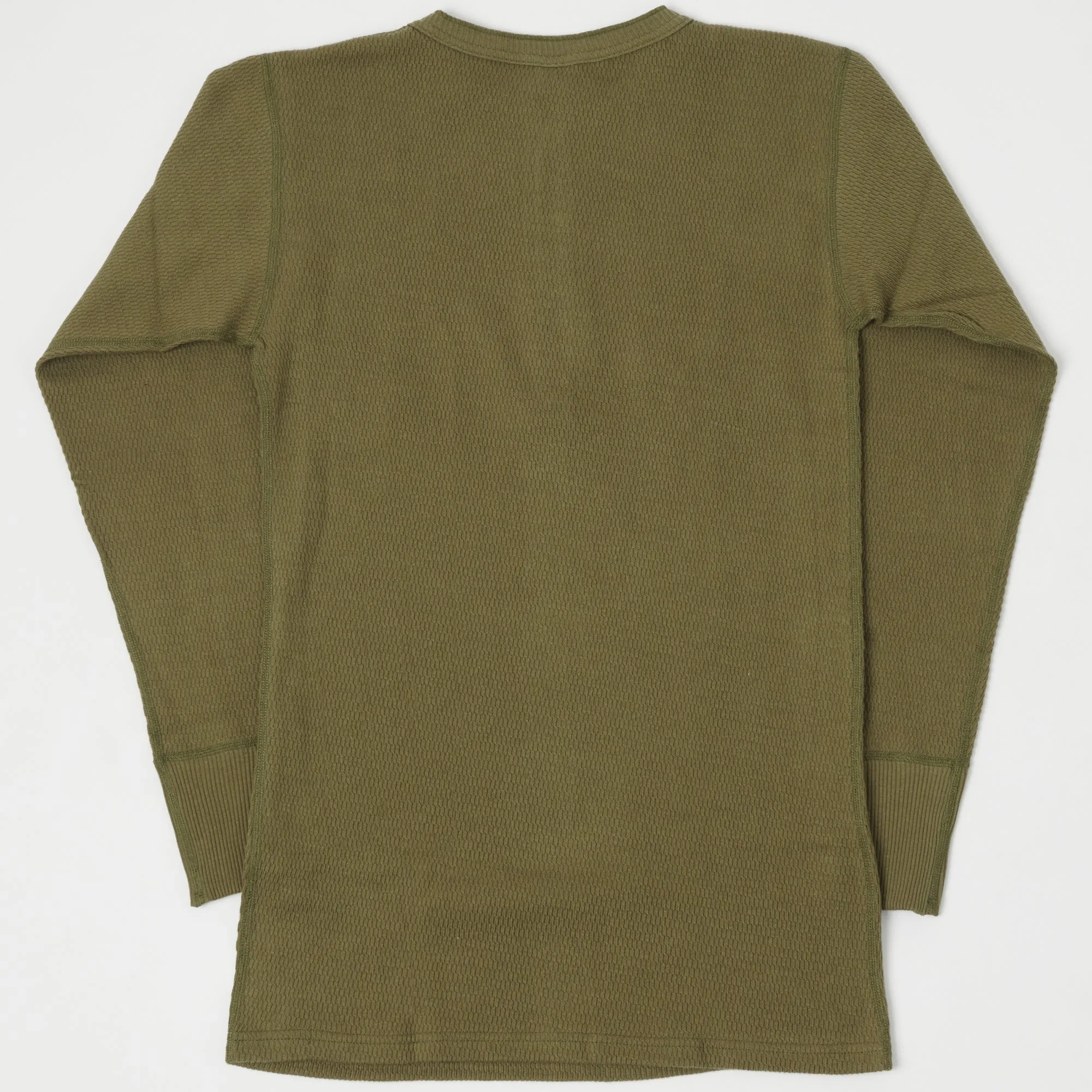 Warehouse & Co 5904 Waffle Knit Thermal Henley - Olive Drab sold by Son of a Stag product image thumbnail 3