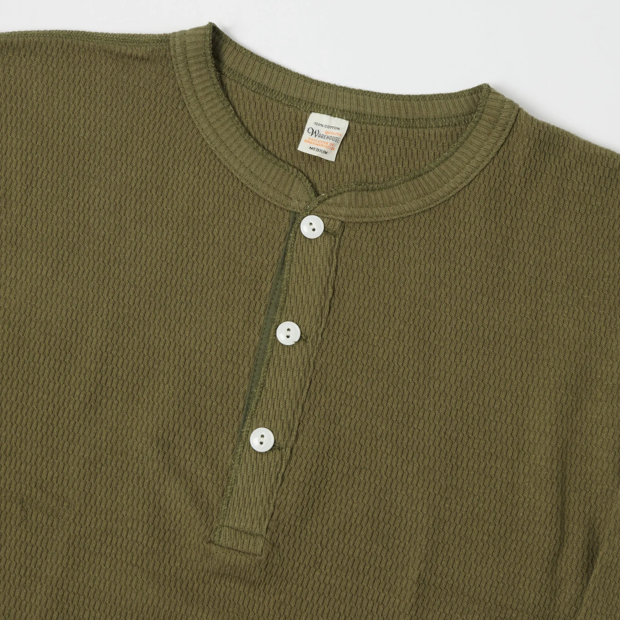 Warehouse & Co 5904 Waffle Knit Thermal Henley - Olive Drab sold by Son of a Stag product image thumbnail 2