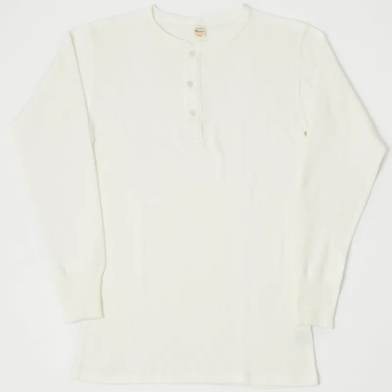 Warehouse & Co 5904 Waffle Knit Thermal Henley - Off White sold by Son of a Stag
