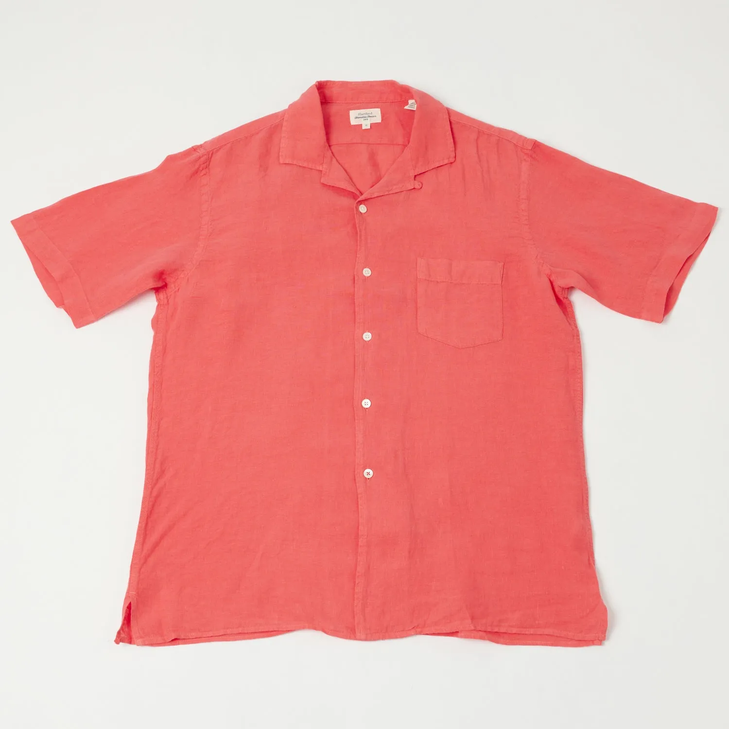 Hartford 'Palm' Camp Collar Linen Shirt - Faded Red sold by Son of a Stag