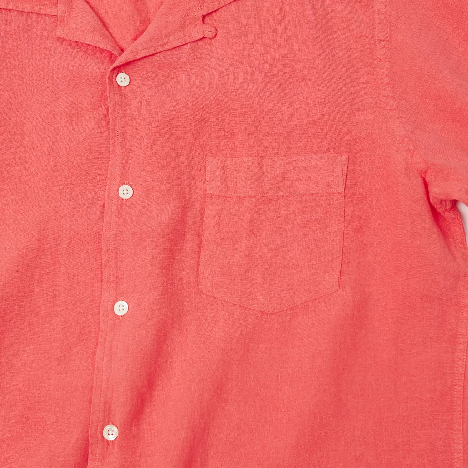 Hartford 'Palm' Camp Collar Linen Shirt - Faded Red sold by Son of a Stag product image thumbnail 3