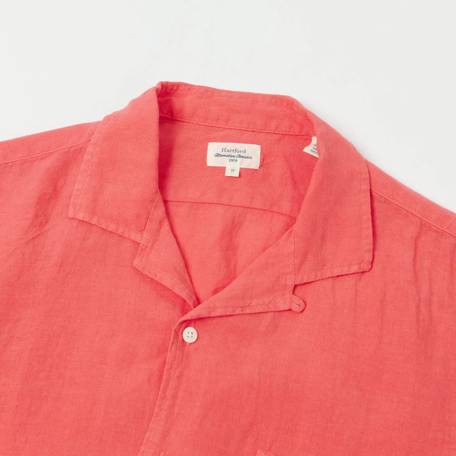 Hartford 'Palm' Camp Collar Linen Shirt - Faded Red sold by Son of a Stag product image thumbnail 2