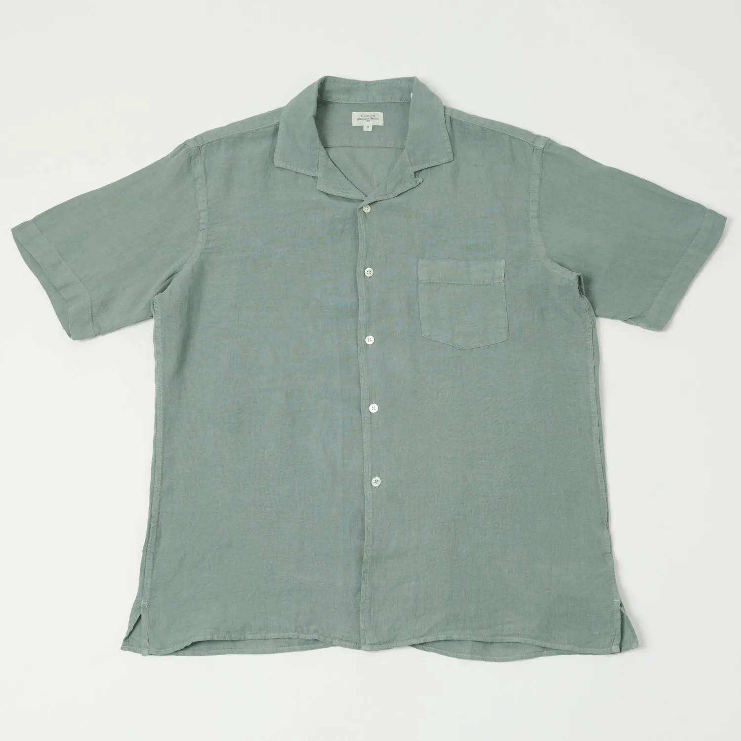 Hartford 'Palm' Camp Collar Linen Shirt - Cactus sold by Son of a Stag
