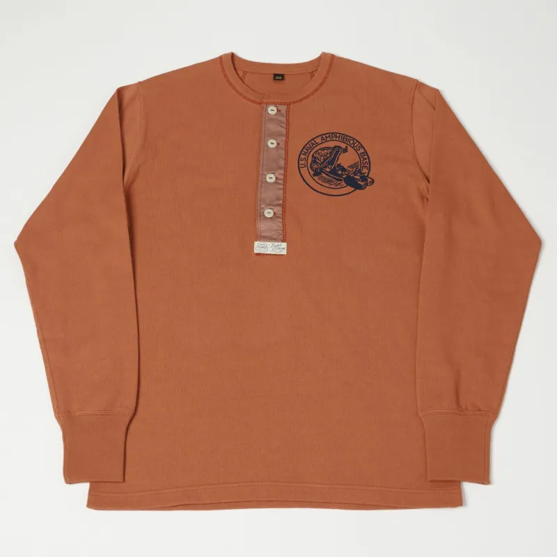 Freewheelers & Co Power Wear ‘U.S Amphibious’ Long Sleeve Henley - Old Rose sold by Son of a Stag