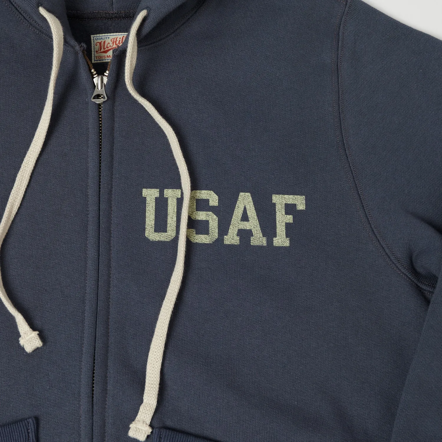 TOYS McCOY U.S.A.F Print Zip Through Hoodie - Navy Grey sold by Son of a Stag product image thumbnail 3