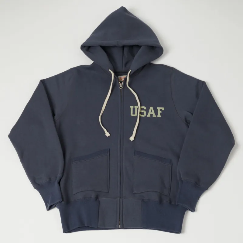 TOYS McCOY U.S.A.F Print Zip Through Hoodie - Navy Grey sold by Son of a Stag