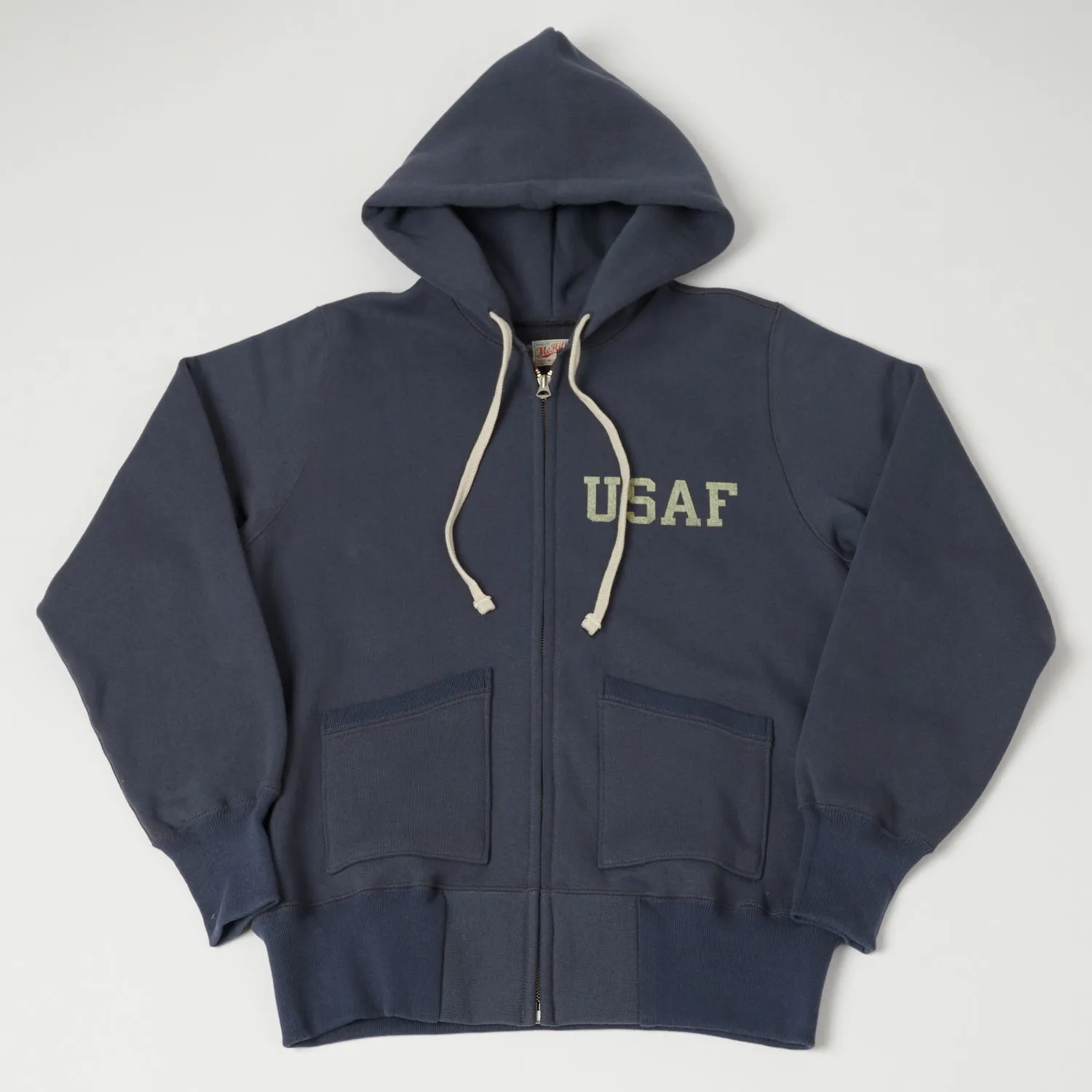 TOYS McCOY U.S.A.F Print Zip Through Hoodie - Navy Grey sold by Son of a Stag