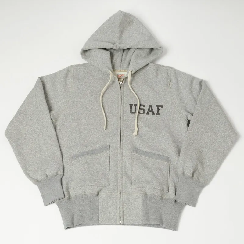 TOYS McCOY U.S.A.F Print Zip Through Hoodie - Heather Grey sold by Son of a Stag