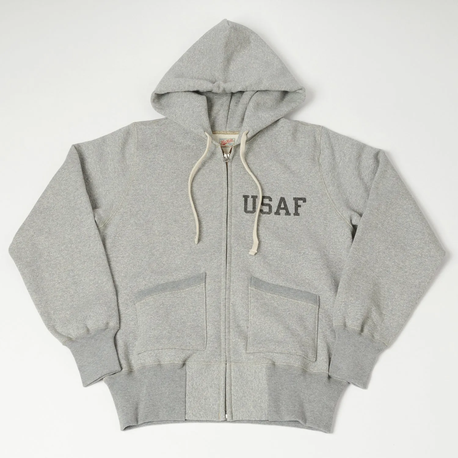 TOYS McCOY U.S.A.F Print Zip Through Hoodie - Heather Grey sold by Son of a Stag