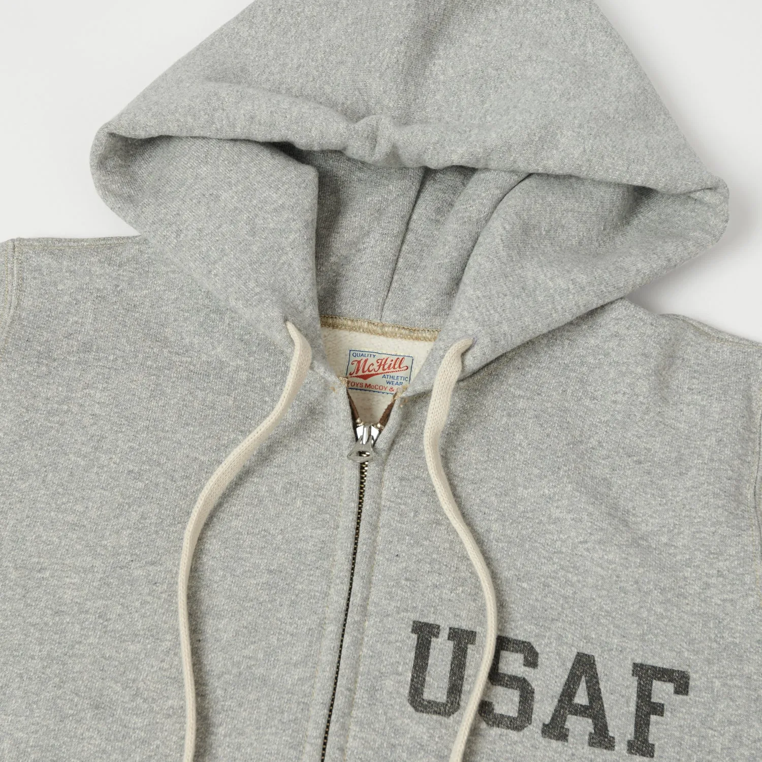 TOYS McCOY U.S.A.F Print Zip Through Hoodie - Heather Grey sold by Son of a Stag product image thumbnail 2