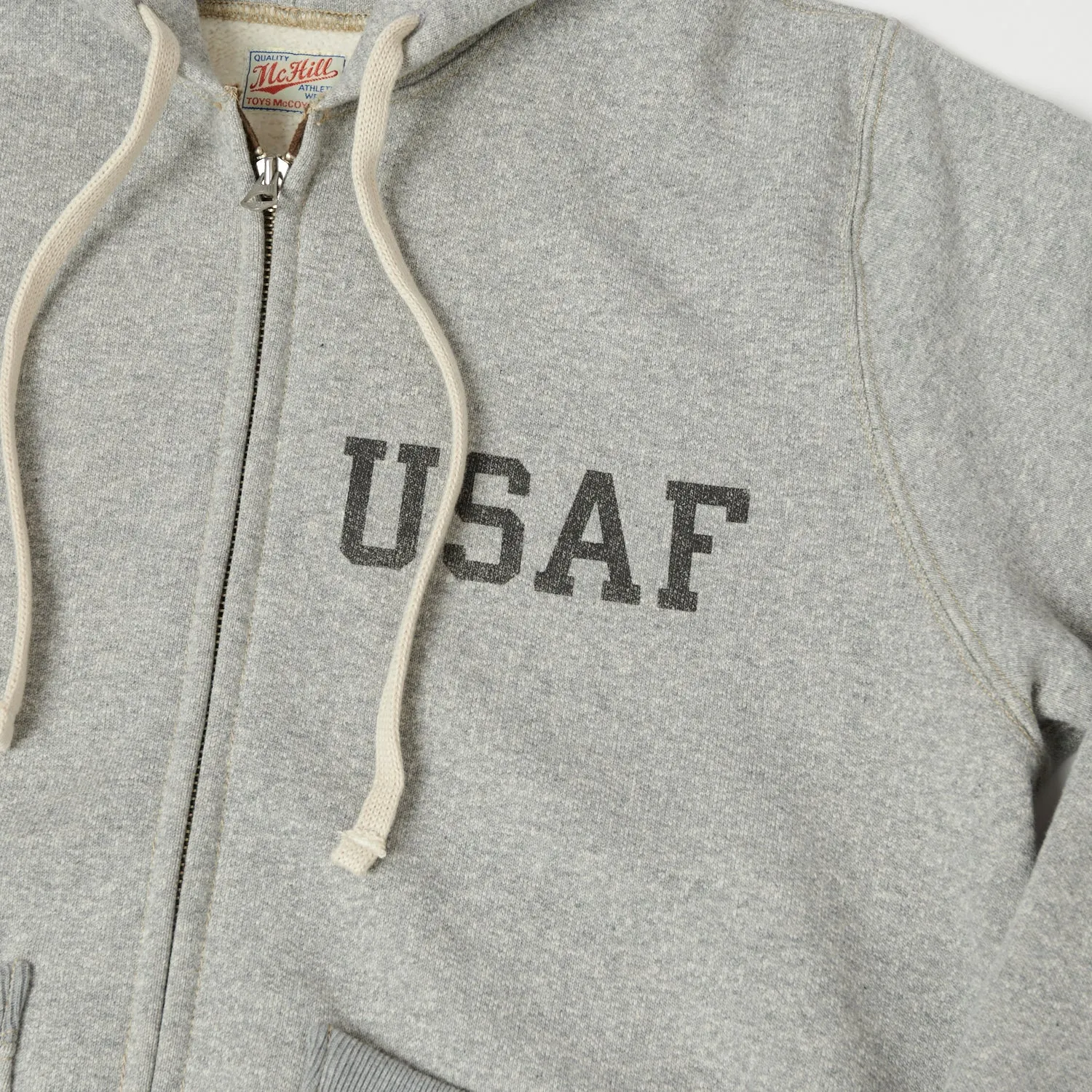 TOYS McCOY U.S.A.F Print Zip Through Hoodie - Heather Grey sold by Son of a Stag product image thumbnail 3