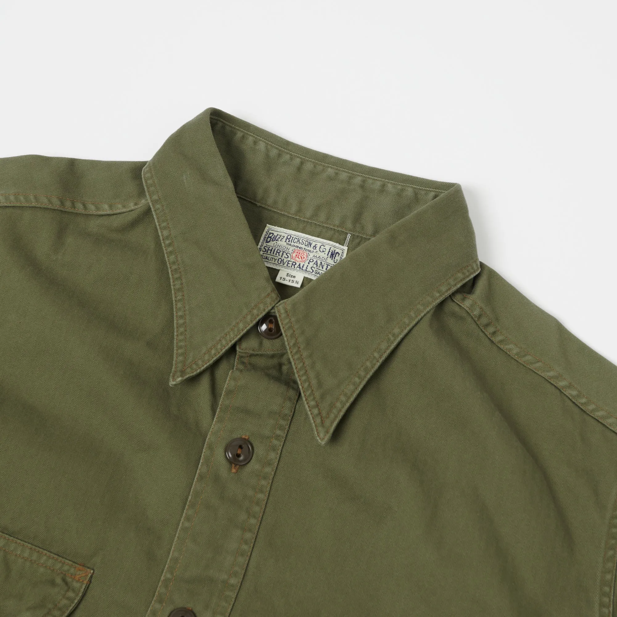 Buzz Rickson's Herringbone Work Shirt - Olive sold by Son of a Stag product image thumbnail 2