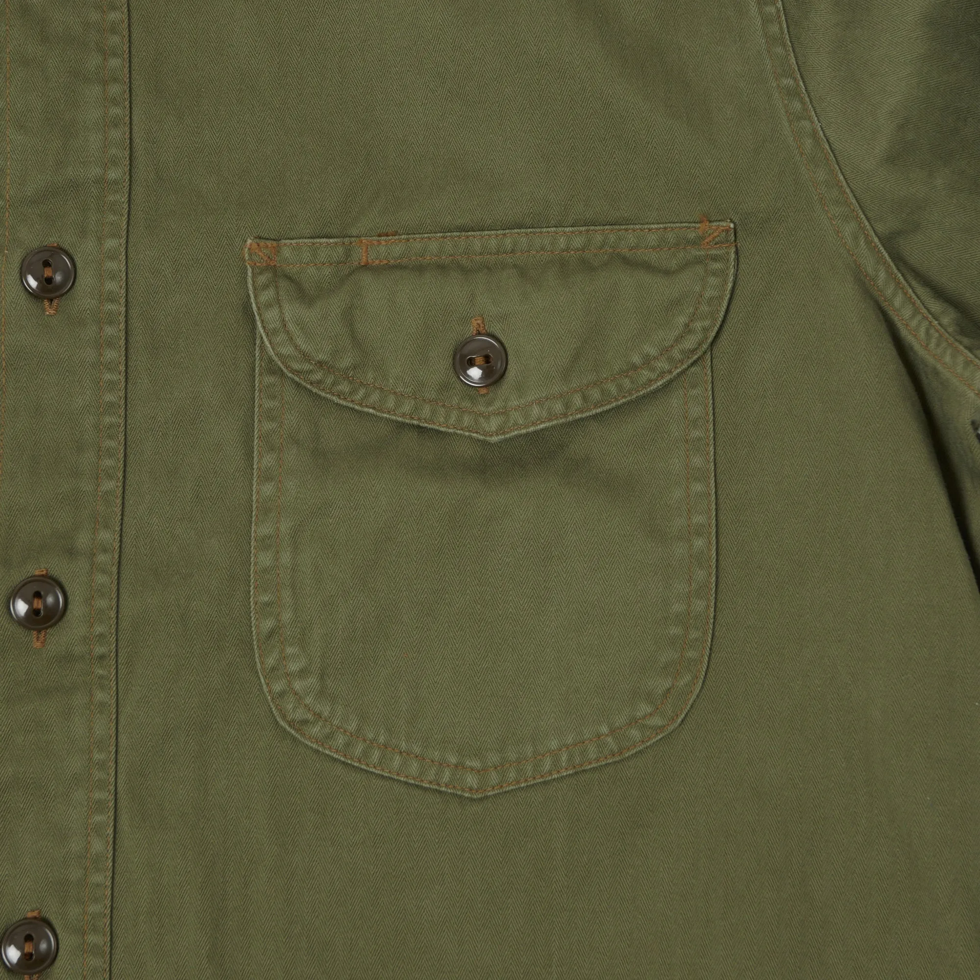 Buzz Rickson's Herringbone Work Shirt - Olive sold by Son of a Stag product image thumbnail 3