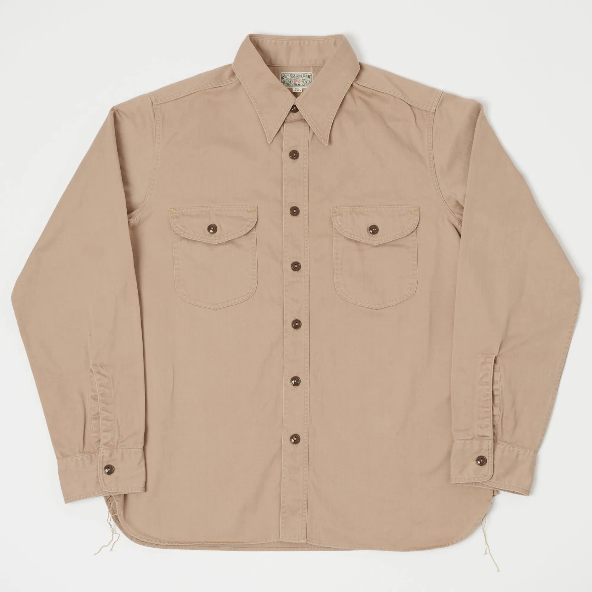 Buzz Rickson's Herringbone Work Shirt - Beige sold by Son of a Stag