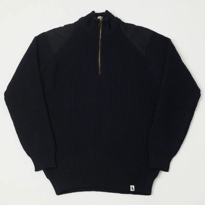 Peregrine Foxton Quarter Zip Jumper - Navy sold by Son of a Stag