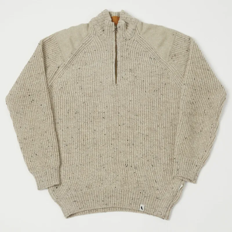 Peregrine Foxton Quarter Zip Jumper - Oatmeal sold by Son of a Stag