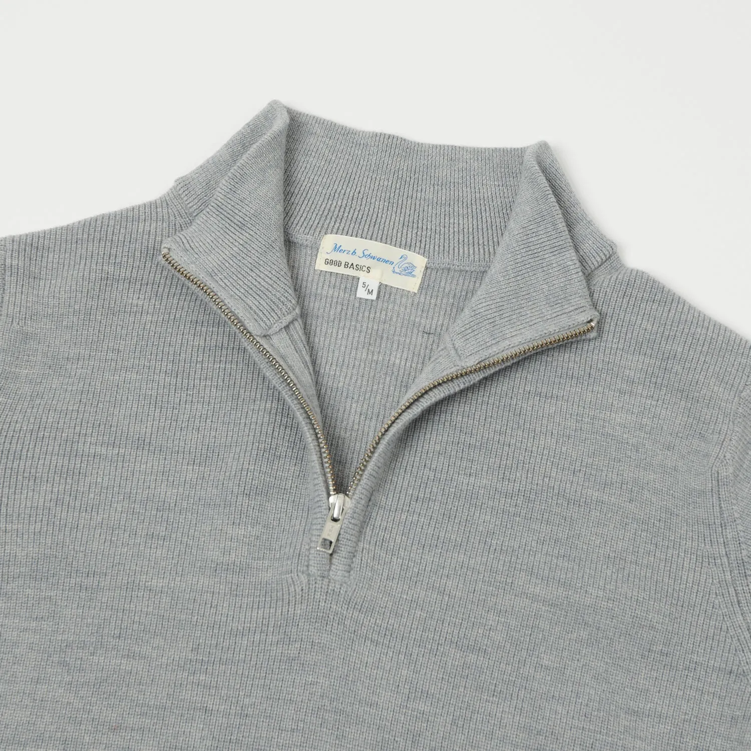 Merz b. Schwanen 'Good Basics' Merino Wool Quarter Zip Pullover - Grey Marl sold by Son of a Stag product image thumbnail 2