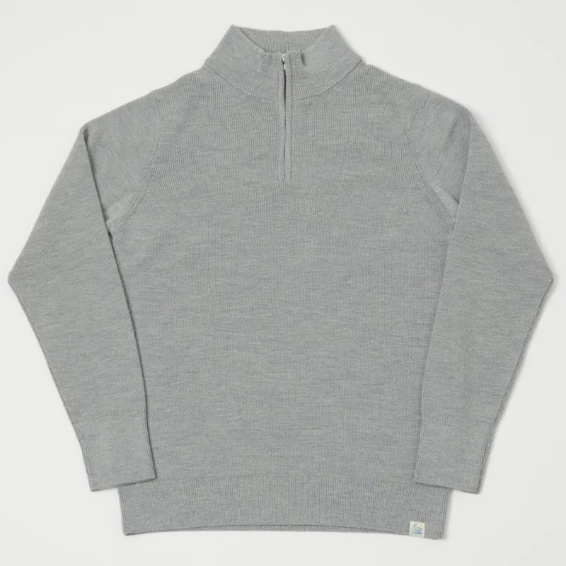 Merz b. Schwanen 'Good Basics' Merino Wool Quarter Zip Pullover - Grey Marl sold by Son of a Stag