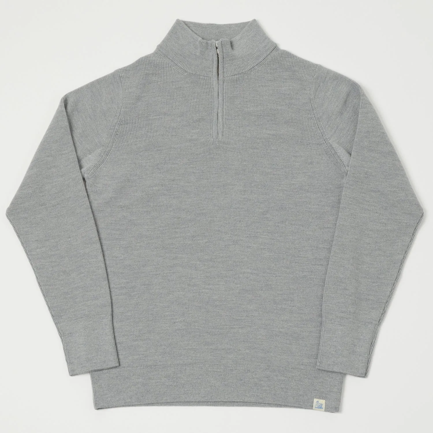 Merz b. Schwanen 'Good Basics' Merino Wool Quarter Zip Pullover - Grey Marl sold by Son of a Stag