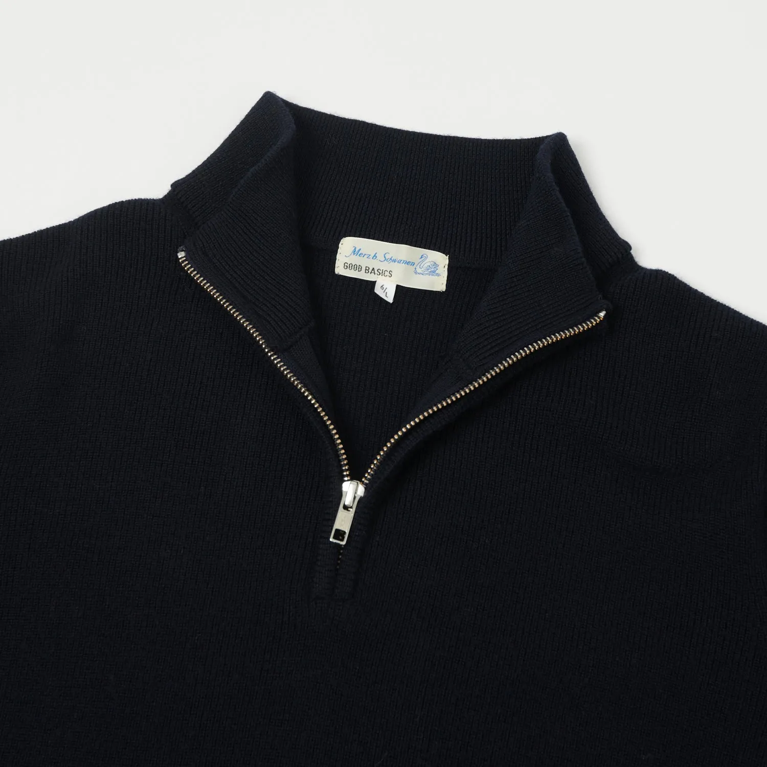 Merz b. Schwanen 'Good Basics' Merino Wool Quarter Zip Pullover - Dark Navy sold by Son of a Stag product image thumbnail 2