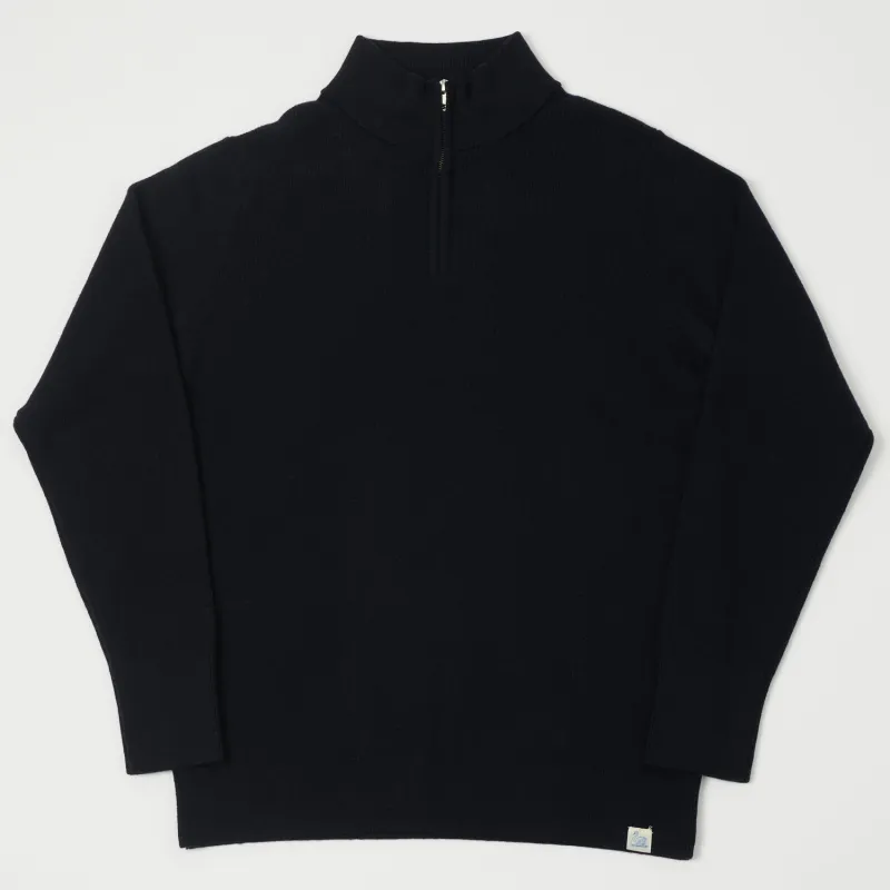 Merz b. Schwanen 'Good Basics' Merino Wool Quarter Zip Pullover - Dark Navy sold by Son of a Stag